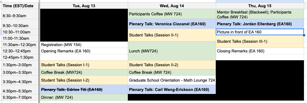 YMC 2024 Schedule August 13