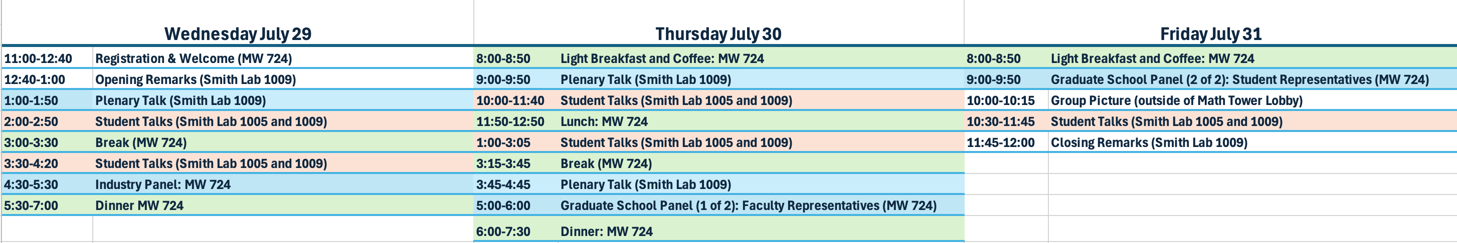 Picture of tentative YMC 2026 Schedule
